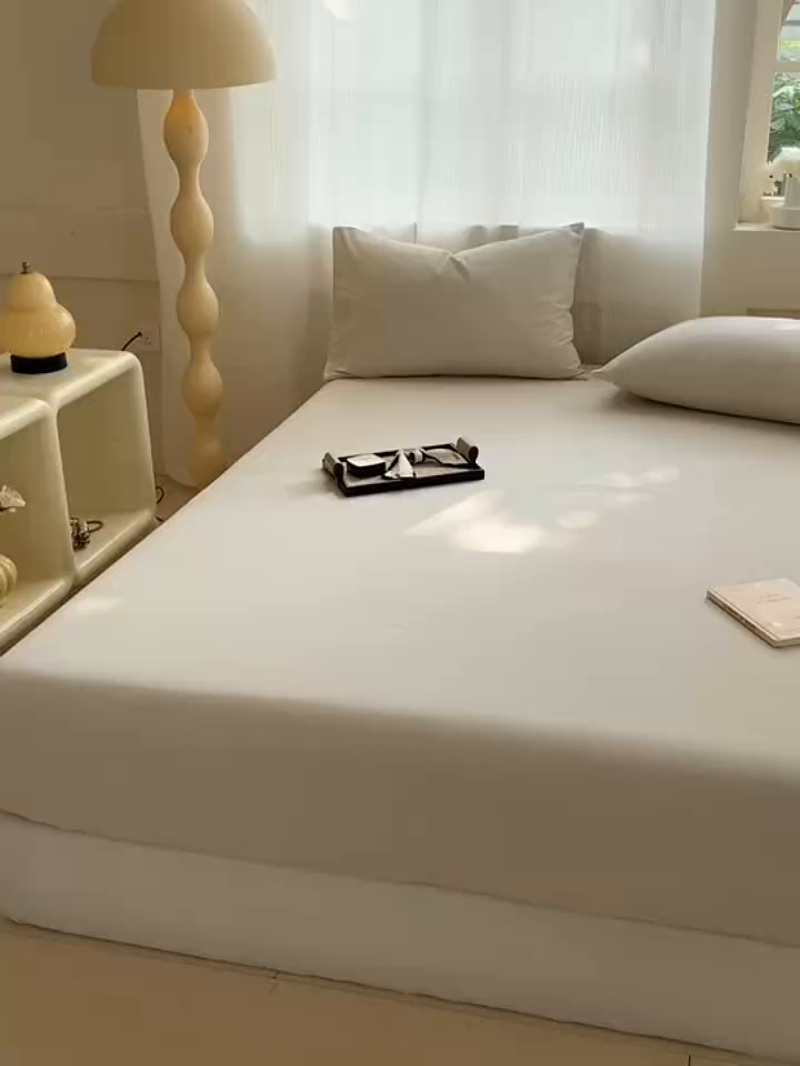 91家纺网 家纺一手货源 找家纺 丽美人家纺 2025新款全棉纯棉磨毛单床笠 床笠单件 亚麻咖