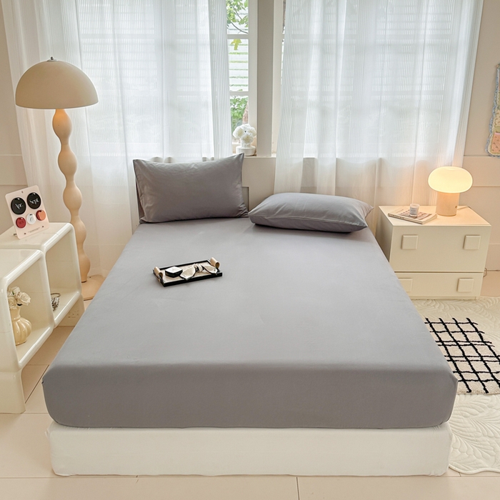 91家纺网 家纺一手货源 找家纺 丽美人家纺 2025新款全棉纯棉磨毛单床笠 床笠单件 慕斯灰