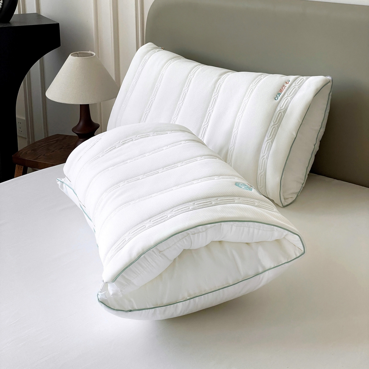 91家纺网 家纺一手货源 找家纺 （总）亦帆枕芯 2025新款M五双核可拆卸护颈枕头二合一不压耳多功能调节枕头枕芯