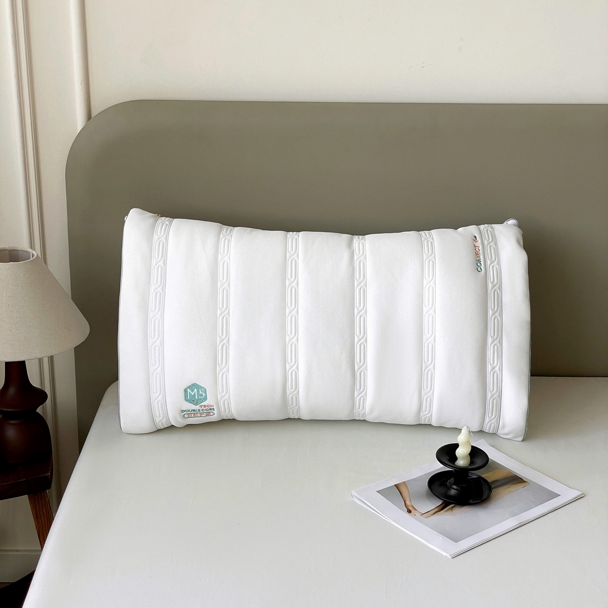 91家纺网 家纺一手货源 找家纺 亦帆枕芯 2025新款M五双核可拆卸护颈枕头二合一不压耳多功能调节枕头枕芯 M五双核护颈枕-两只装 48x74cm