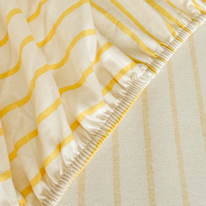 91家纺网 家纺一手货源 找家纺 丽美人家纺 2025新款全棉纯棉磨毛单床笠 床笠单件 简单黄条