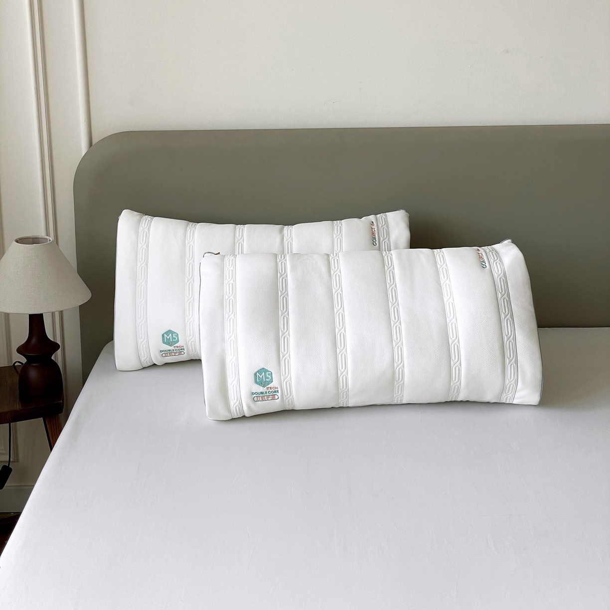 91家纺网 家纺一手货源 找家纺 亦帆枕芯 2025新款M五双核可拆卸护颈枕头二合一不压耳多功能调节枕头枕芯 M五双核护颈枕-两只装 48x74cm