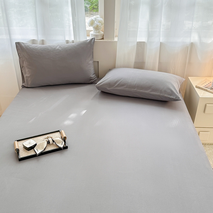 91家纺网 家纺一手货源 找家纺 丽美人家纺 2025新款全棉纯棉磨毛单床笠 床笠单件 慕斯灰