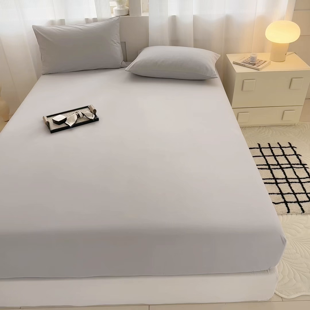 91家纺网 家纺一手货源 找家纺 丽美人家纺 2025新款全棉纯棉磨毛单床笠 床笠单件 水晶灰