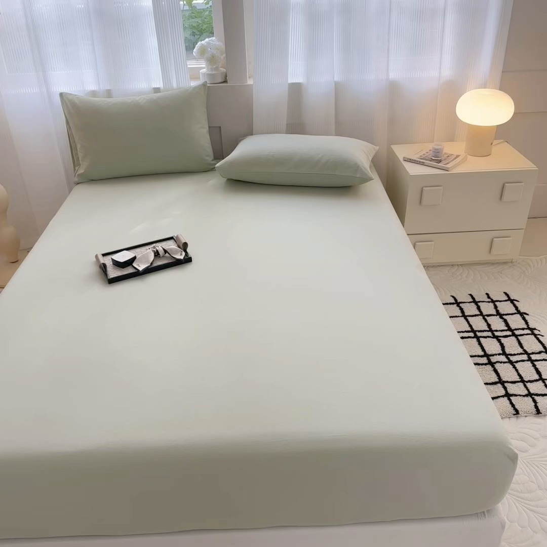 91家纺网 家纺一手货源 找家纺 丽美人家纺 2025新款全棉纯棉磨毛单床笠 床笠单件 海青