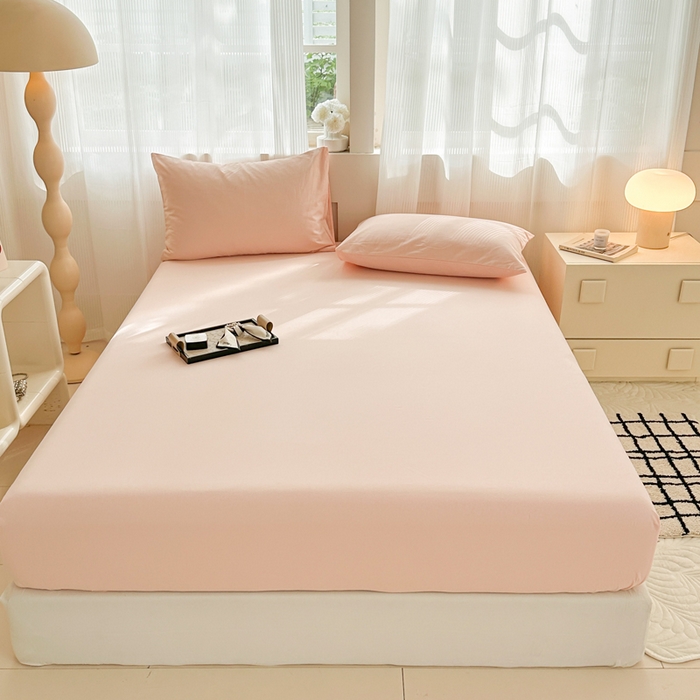 91家纺网 家纺一手货源 找家纺 丽美人家纺 2025新款全棉纯棉磨毛单床笠 床笠单件 浅豆沙