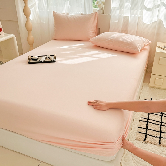 91家纺网 家纺一手货源 找家纺 丽美人家纺 2025新款全棉纯棉磨毛单床笠 床笠单件 浅豆沙