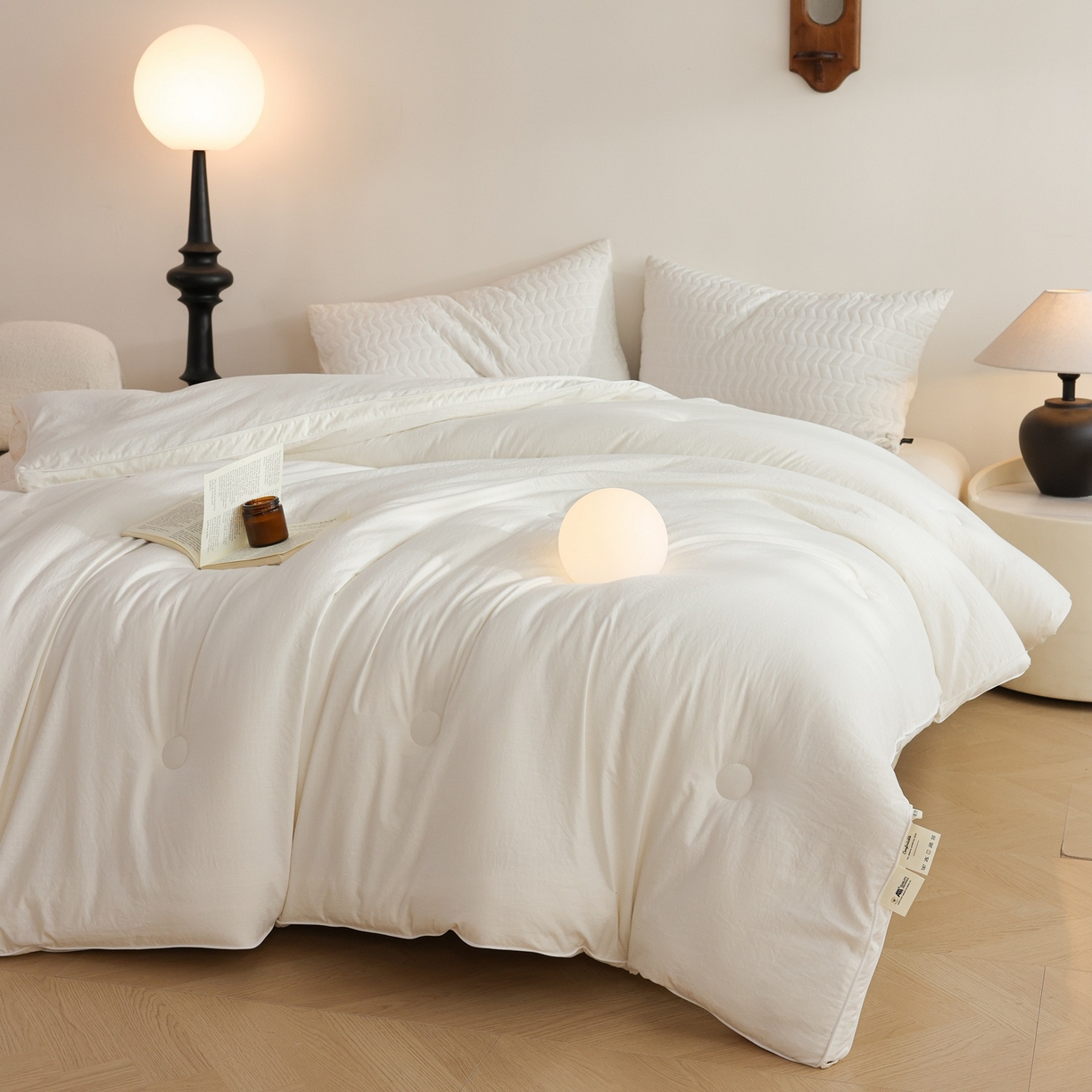 91家纺网 家纺一手货源 找家纺 益多眠 2026新款立体滚边大豆被 被子被芯 滚边立体--米白