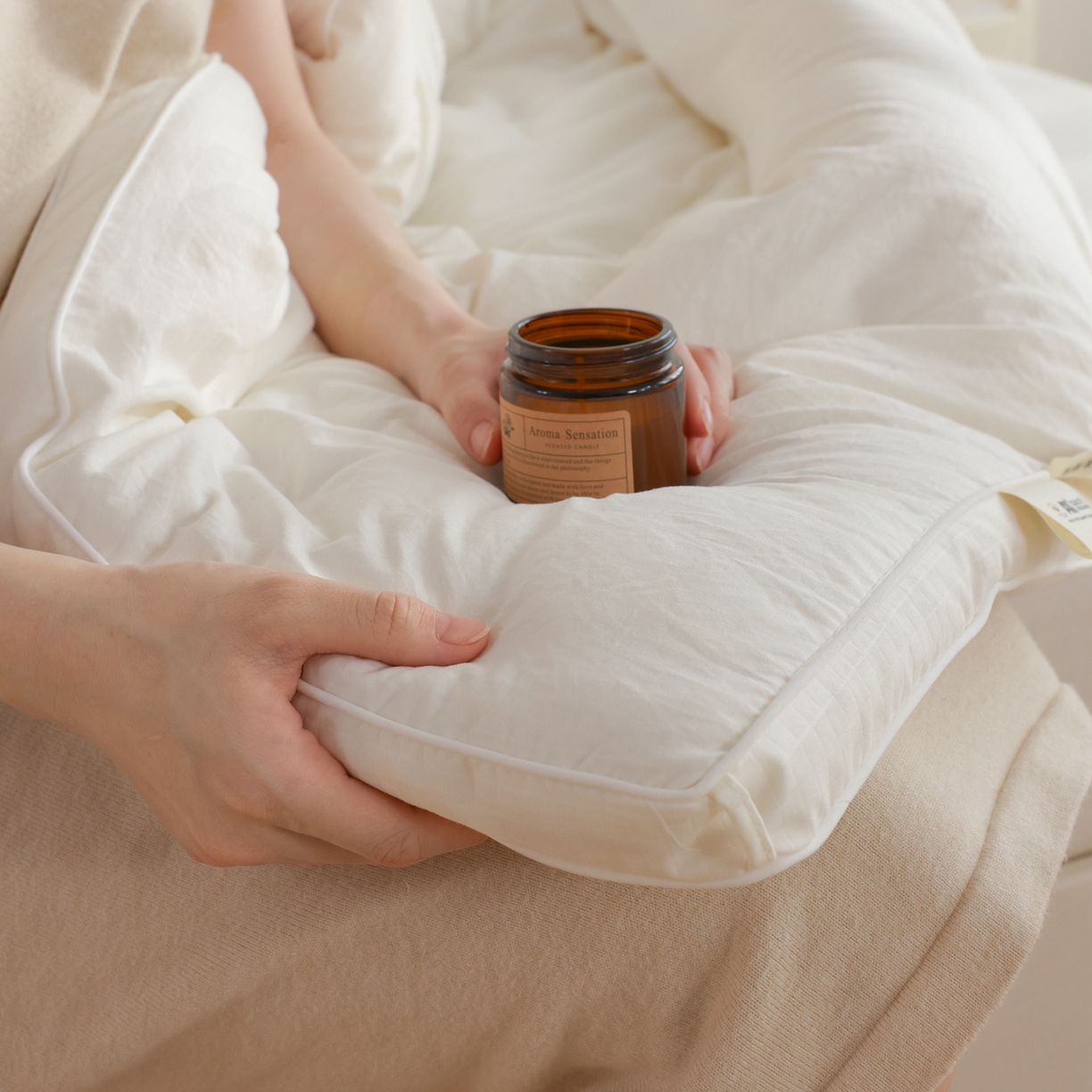 91家纺网 家纺一手货源 找家纺 益多眠 2026新款立体滚边大豆被 被子被芯 滚边立体--米白