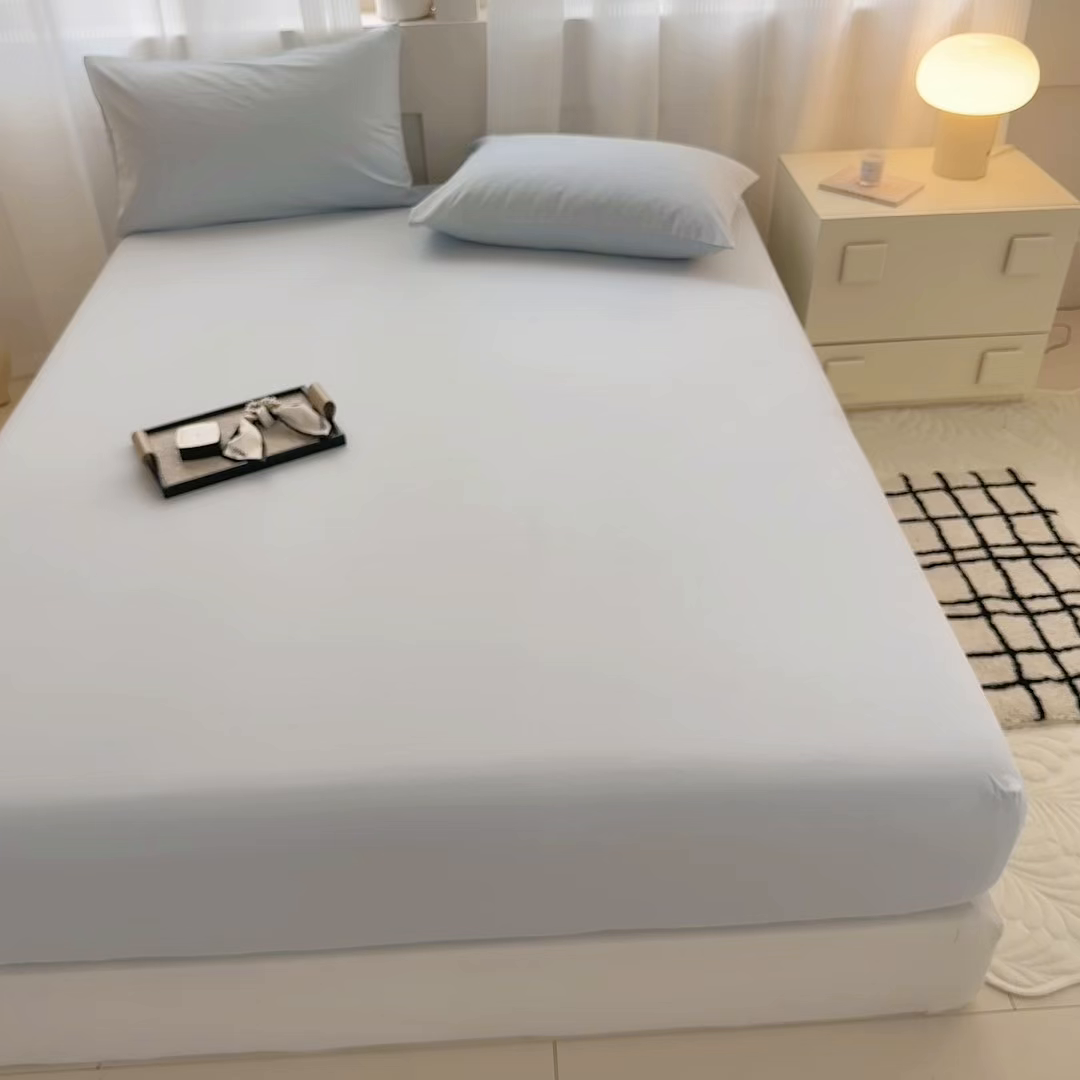 91家纺网 家纺一手货源 找家纺 丽美人家纺 2025新款全棉纯棉磨毛单床笠 床笠单件 繁星蓝