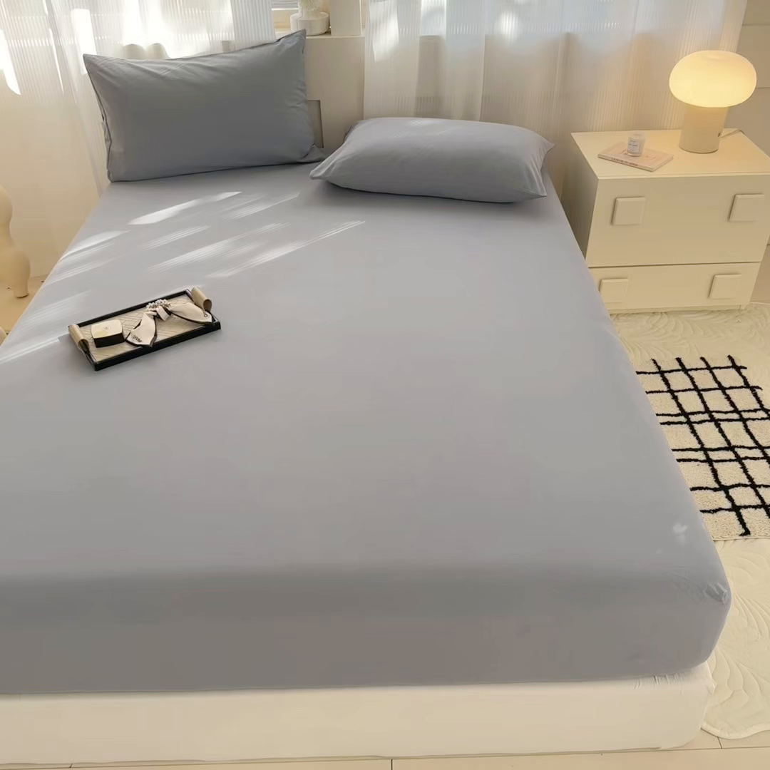 91家纺网 家纺一手货源 找家纺 丽美人家纺 2025新款全棉纯棉磨毛单床笠 床笠单件 慕斯灰