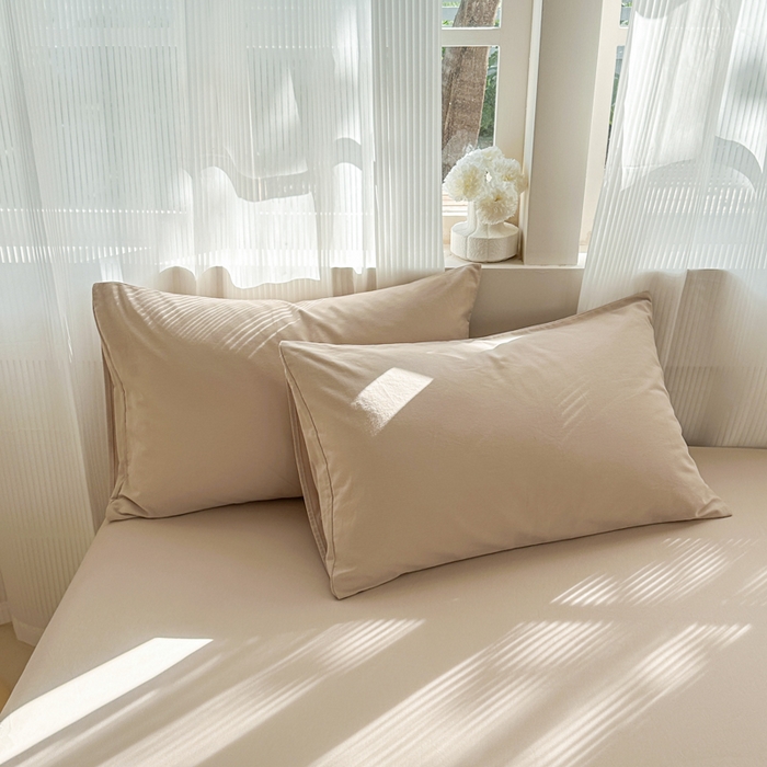 91家纺网 家纺一手货源 找家纺 丽美人家纺 2025新款全棉纯棉磨毛单床笠 床笠单件 亚麻咖