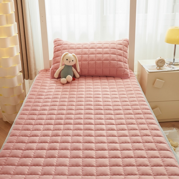 91家纺网 家纺一手货源 找家纺 爱思凯家纺 2025新款初心-牛奶绒学生床笠小号三件套 【初心】床笠-暗粉