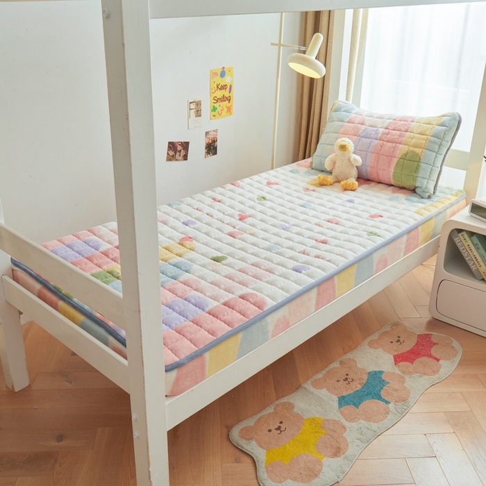 91家纺网 家纺一手货源 找家纺 爱思凯家纺 2025新款初心-牛奶绒学生床笠小号三件套 【初心】床笠-爱心彩虹