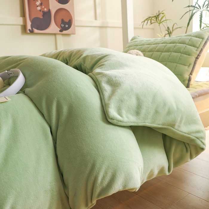 91家纺网 家纺一手货源 找家纺 爱思凯家纺 2025新款初心-牛奶绒学生床笠小号三件套 【初心】床笠-香草绿