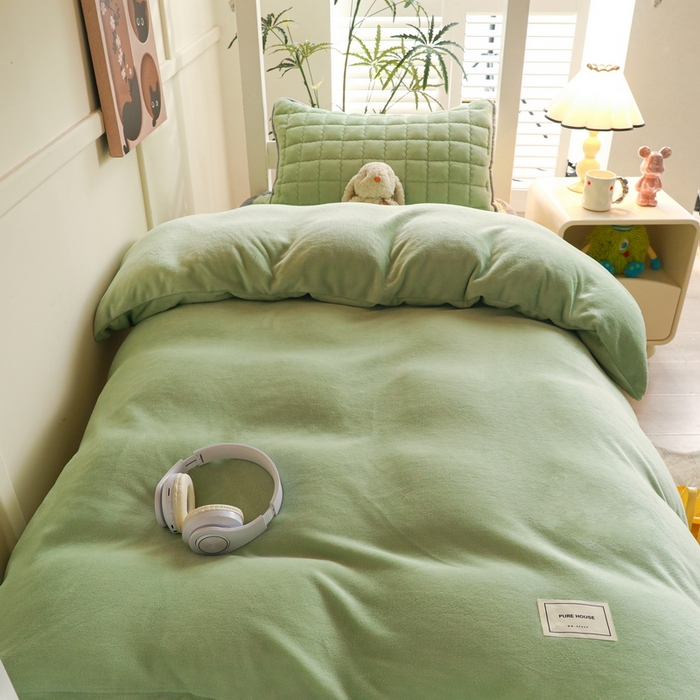 91家纺网 家纺一手货源 找家纺 爱思凯家纺 2025新款初心-牛奶绒学生床笠小号三件套 【初心】床笠-香草绿