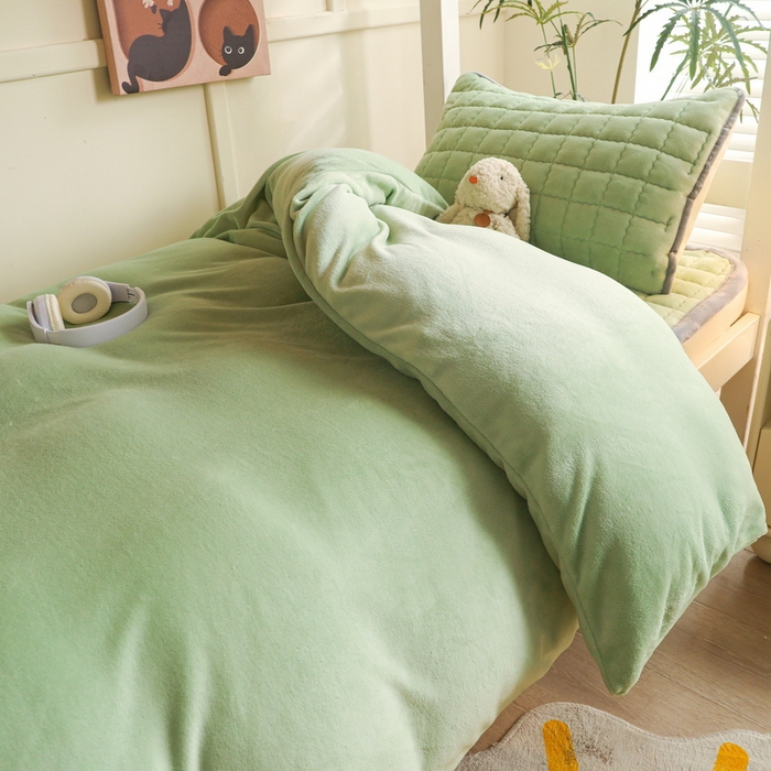 91家纺网 家纺一手货源 找家纺 爱思凯家纺 2025新款初心-牛奶绒学生床笠小号三件套 【初心】床笠-香草绿