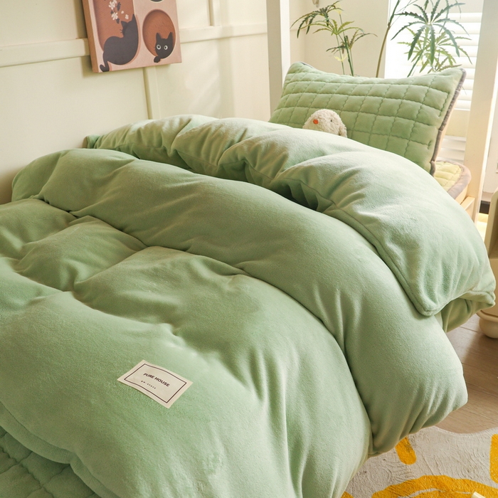 91家纺网 家纺一手货源 找家纺 爱思凯家纺 2025新款初心-牛奶绒学生床笠小号三件套 【初心】床笠-香草绿