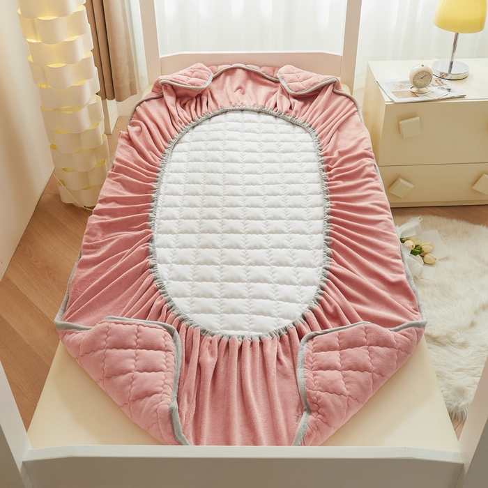 91家纺网 家纺一手货源 找家纺 爱思凯家纺 2025新款初心-牛奶绒学生床笠小号三件套 【初心】床笠-暗粉