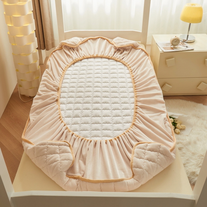 91家纺网 家纺一手货源 找家纺 爱思凯家纺 2025新款初心-牛奶绒学生床笠小号三件套 【初心】床笠-香槟色