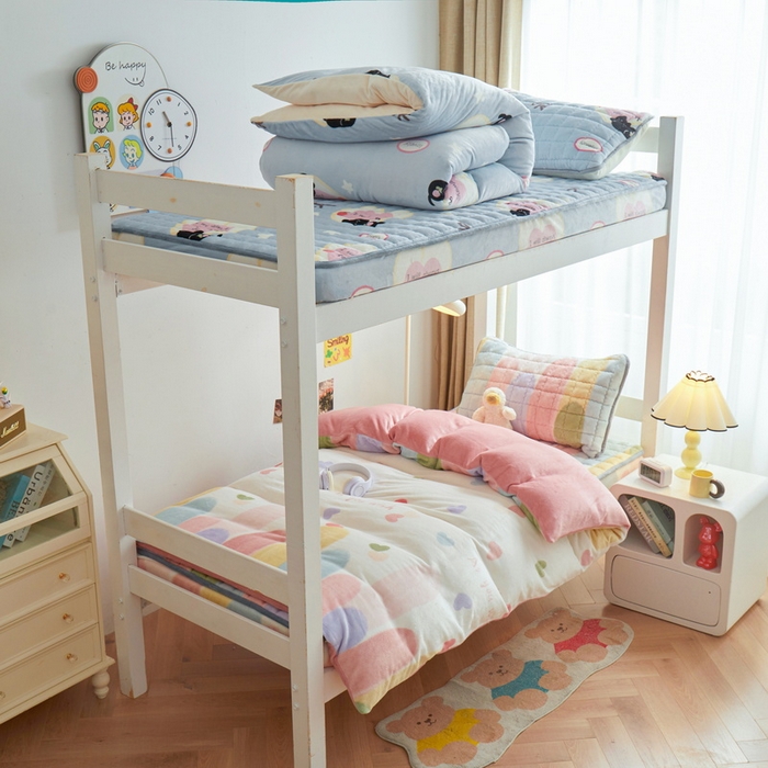 91家纺网 家纺一手货源 找家纺 爱思凯家纺 2025新款初心-牛奶绒学生床笠小号三件套 【初心】床笠-爱心彩虹