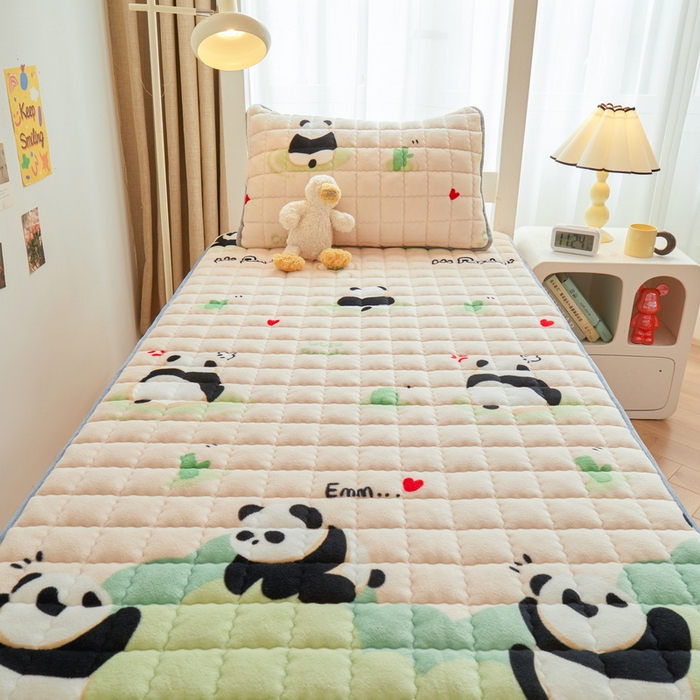 91家纺网 家纺一手货源 找家纺 爱思凯家纺 2025新款初心-牛奶绒学生床笠小号三件套 【初心】床笠-看熊猫