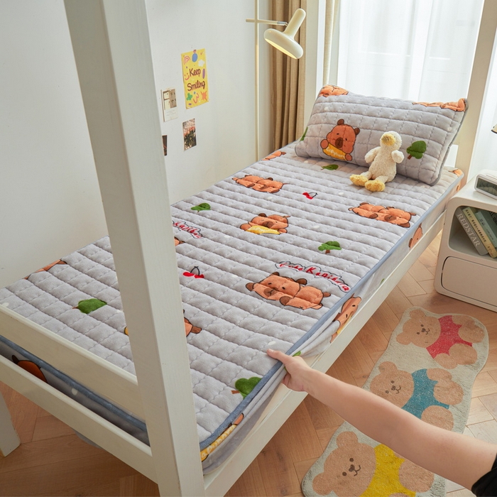 91家纺网 家纺一手货源 找家纺 爱思凯家纺 2025新款初心-牛奶绒学生床笠小号三件套 【初心】床笠-灰底卡拉