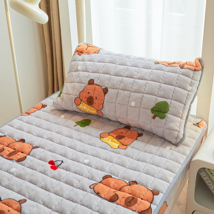 91家纺网 家纺一手货源 找家纺 爱思凯家纺 2025新款初心-牛奶绒学生床笠小号三件套 【初心】床笠-灰底卡拉