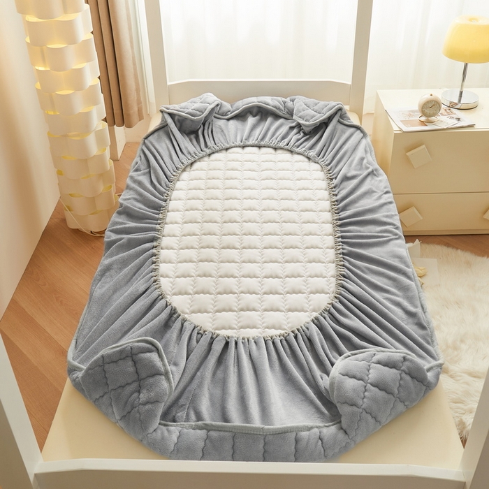 91家纺网 家纺一手货源 找家纺 爱思凯家纺 2025新款初心-牛奶绒学生床笠小号三件套 【初心】床笠-时尚灰