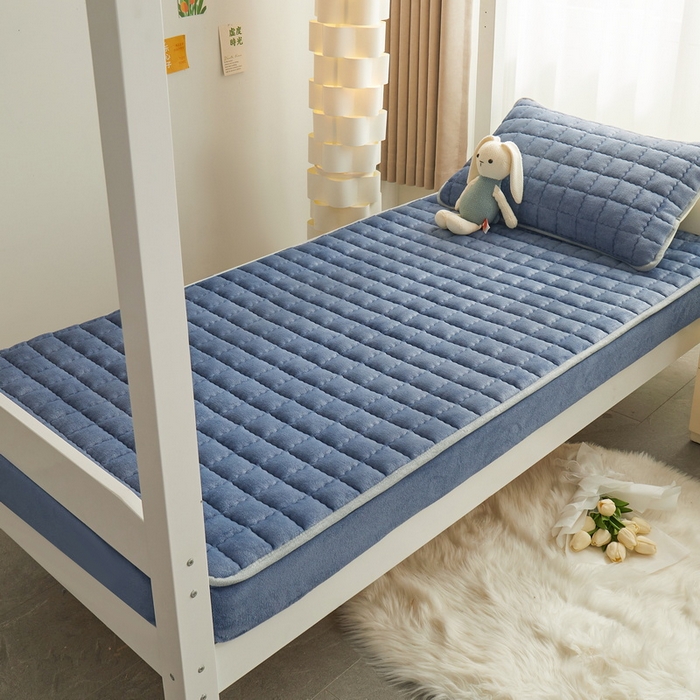 91家纺网 家纺一手货源 找家纺 爱思凯家纺 2025新款初心-牛奶绒学生床笠小号三件套 【初心】床笠-蓝灰