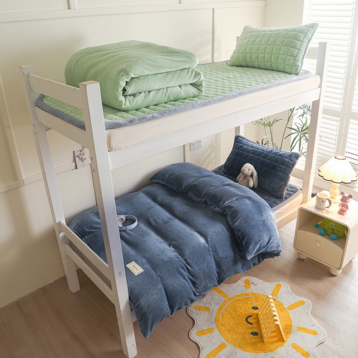 91家纺网 家纺一手货源 找家纺 爱思凯家纺 2025新款初心-牛奶绒学生床笠小号三件套 【初心】床笠-蓝灰