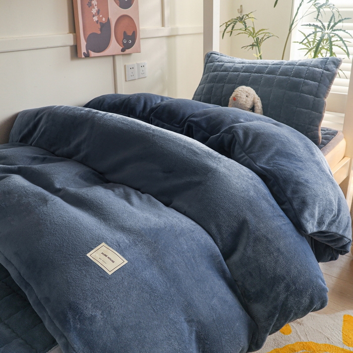 91家纺网 家纺一手货源 找家纺 爱思凯家纺 2025新款初心-牛奶绒学生床笠小号三件套 【初心】床笠-蓝灰