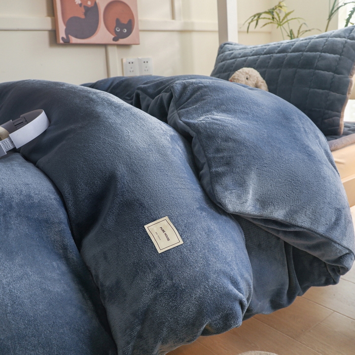 91家纺网 家纺一手货源 找家纺 爱思凯家纺 2025新款初心-牛奶绒学生床笠小号三件套 【初心】床笠-蓝灰