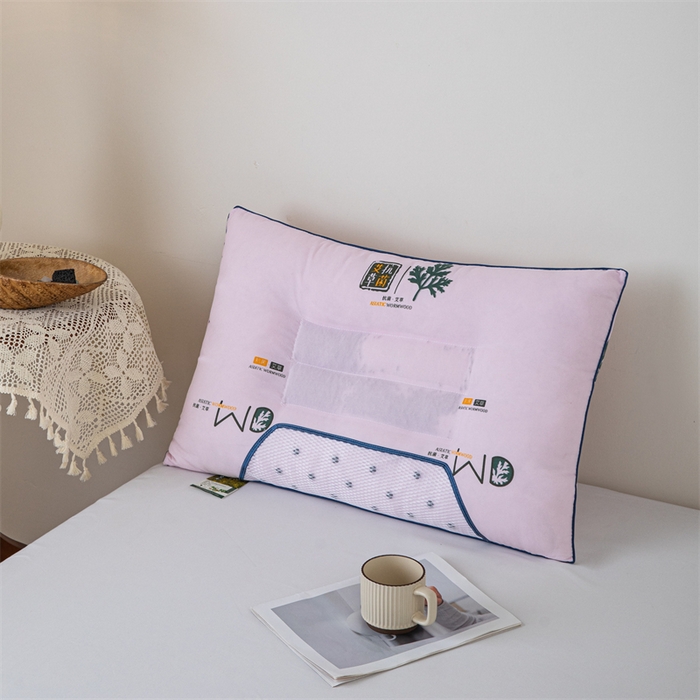 91家纺网 家纺一手货源 找家纺 卓昌枕芯 2025新款艾草抗菌决明子磁石定型枕护颈枕枕头枕芯 粉色