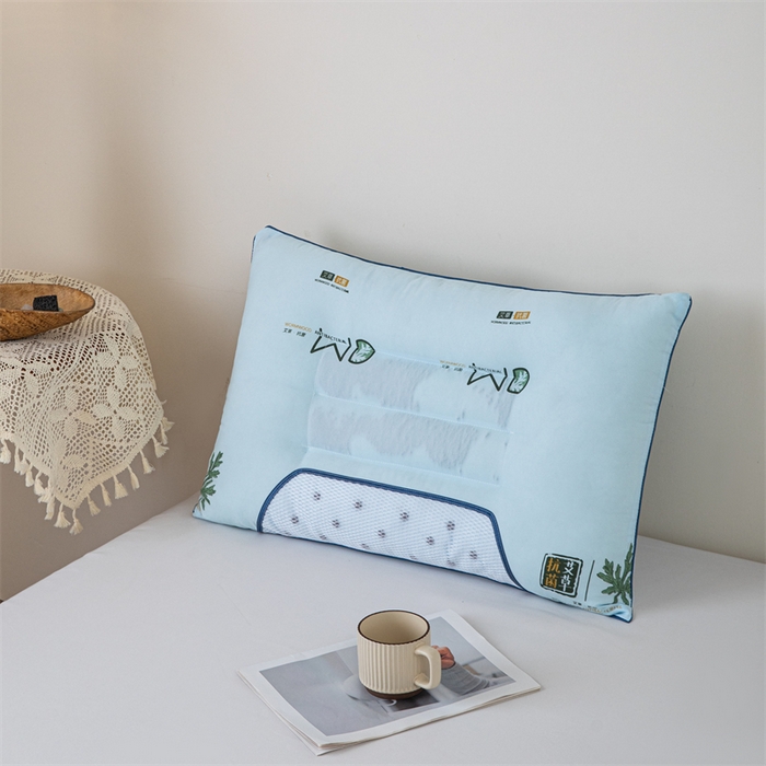 91家纺网 家纺一手货源 找家纺 卓昌枕芯 2025新款艾草抗菌决明子磁石定型枕护颈枕枕头枕芯 蓝色