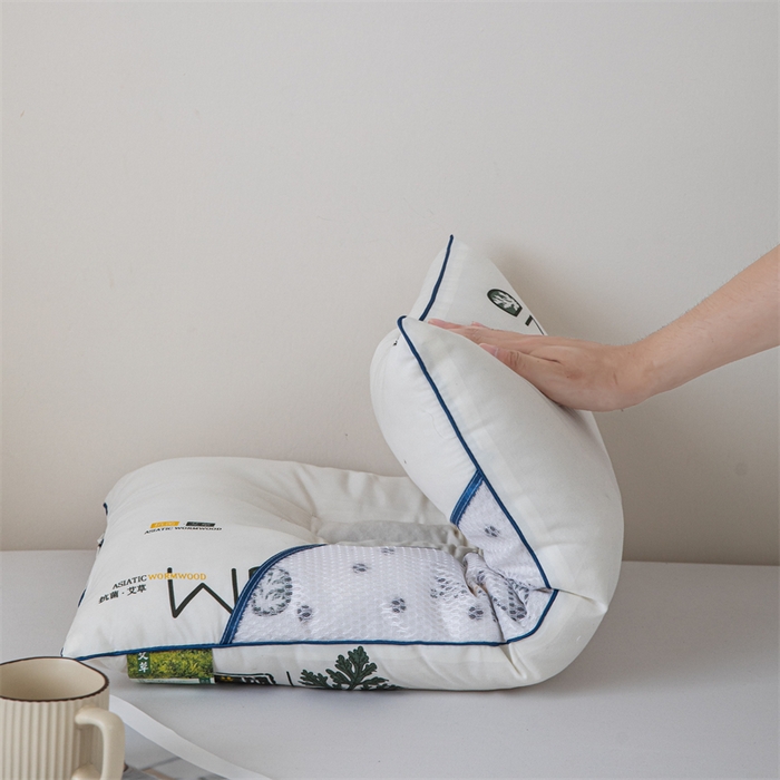 91家纺网 家纺一手货源 找家纺 卓昌枕芯 2025新款艾草抗菌决明子磁石定型枕护颈枕枕头枕芯 米黄