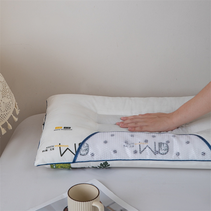 91家纺网 家纺一手货源 找家纺 卓昌枕芯 2025新款艾草抗菌决明子磁石定型枕护颈枕枕头枕芯 米黄