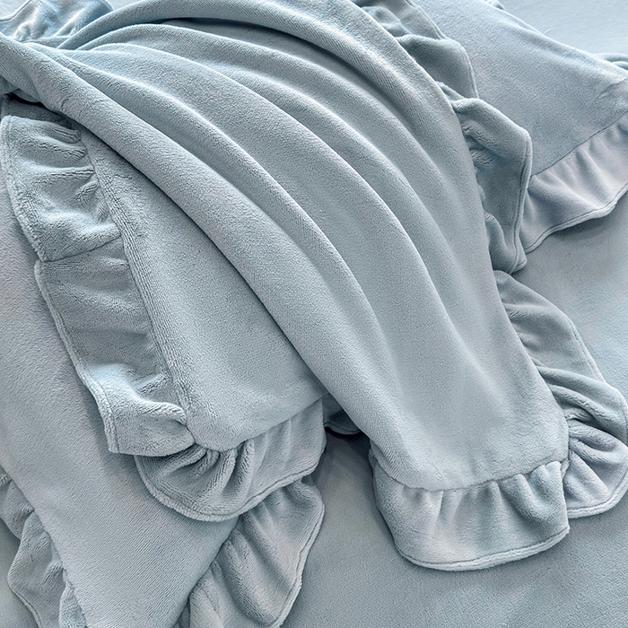 91家纺网 家纺一手货源 找家纺 席之家 2025新款蝴蝶结绣花牛奶绒四件套 蝴蝶结-海蓝