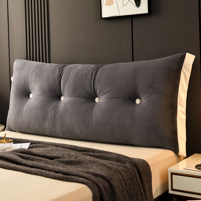91家纺网 家纺一手货源 找家纺 碧尔家居 2025新款现代床头靠垫卧室床上靠枕深灰榻榻米靠背长条飘窗防撞软包可拆洗 深灰