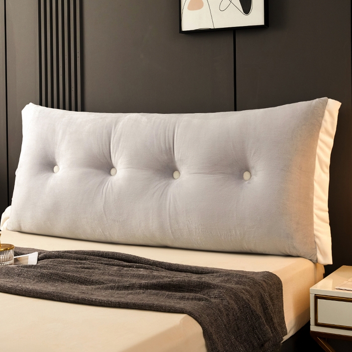 91家纺网 家纺一手货源 找家纺 碧尔家居 2025新款现代床头靠垫卧室床上靠枕深灰榻榻米靠背长条飘窗防撞软包可拆洗 银灰