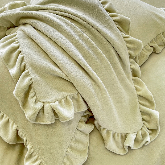 91家纺网 家纺一手货源 找家纺 席之家 2025新款蝴蝶结绣花牛奶绒四件套 蝴蝶结-青柠绿