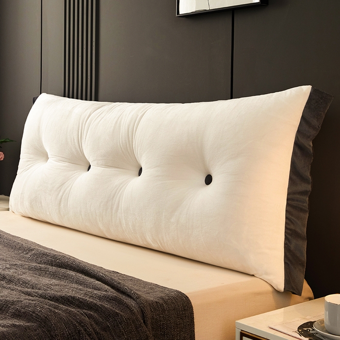 碧尔家居 2025新款现代床头靠垫卧室床上靠枕深灰榻榻米靠背长条飘窗防撞软包可拆洗 奶白