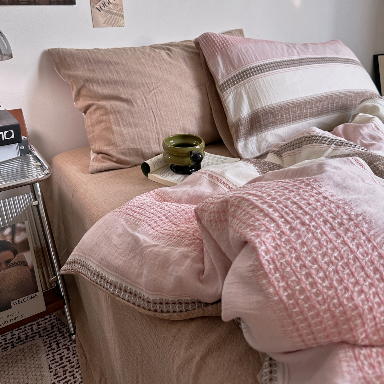 91家纺网 家纺一手货源 找家纺 （总）艾咪-Amy ntmy 2025新款全棉色织小提花四件套-絮语      透明PE袋(如需手提无纺布包+5元)