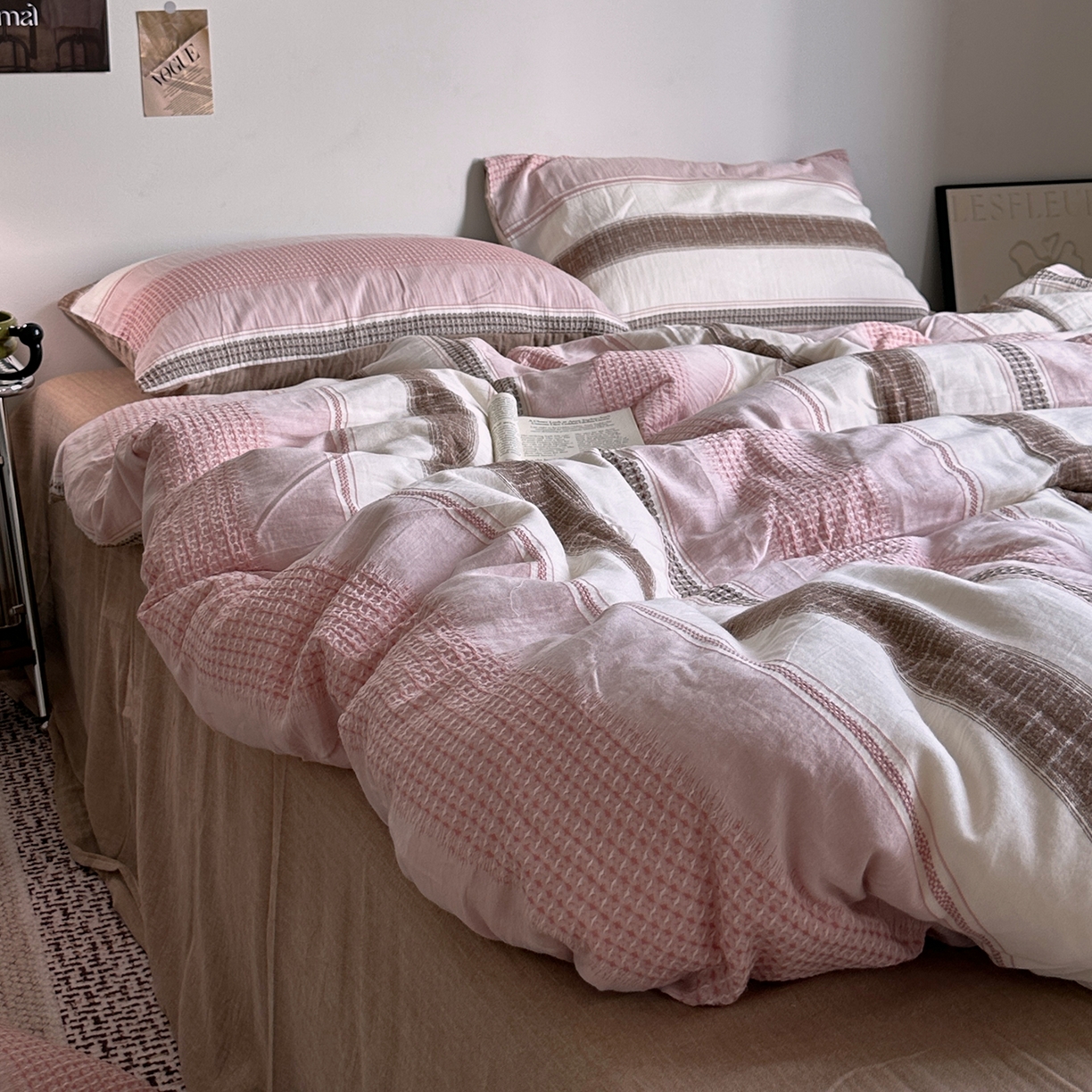 91家纺网 家纺一手货源 找家纺 （总）艾咪-Amy ntmy 2025新款全棉色织小提花四件套-絮语      透明PE袋(如需手提无纺布包+5元)