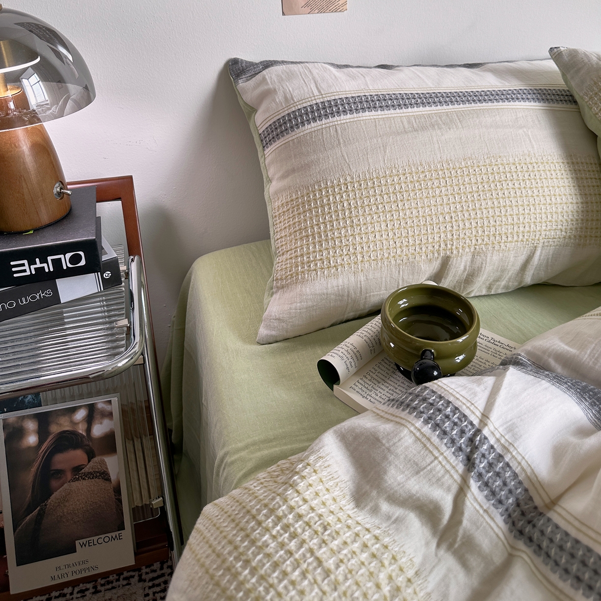 91家纺网 家纺一手货源 找家纺 艾咪-Amy ntmy 2025新款全棉色织小提花四件套-絮语      透明PE袋(如需手提无纺布包+5元) 絮语-绿