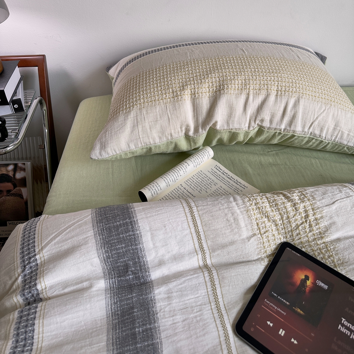 91家纺网 家纺一手货源 找家纺 艾咪-Amy ntmy 2025新款全棉色织小提花四件套-絮语      透明PE袋(如需手提无纺布包+5元) 絮语-绿