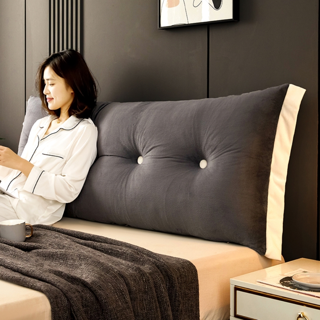 91家纺网 家纺一手货源 找家纺 碧尔家居 2025新款现代床头靠垫卧室床上靠枕深灰榻榻米靠背长条飘窗防撞软包可拆洗 深灰