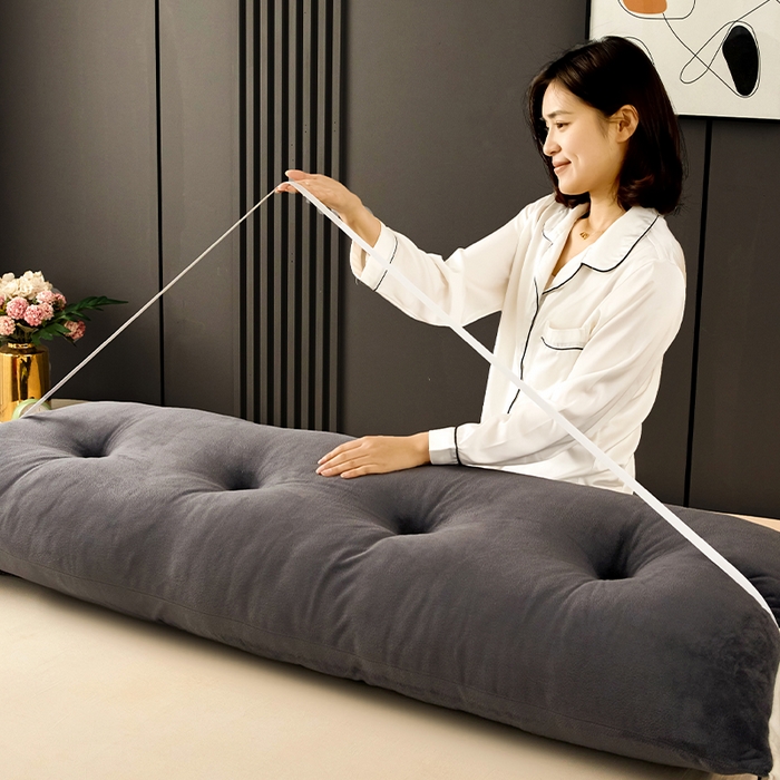 91家纺网 家纺一手货源 找家纺 碧尔家居 2025新款现代床头靠垫卧室床上靠枕深灰榻榻米靠背长条飘窗防撞软包可拆洗 深灰