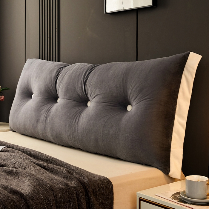 碧尔家居 2025新款现代床头靠垫卧室床上靠枕深灰榻榻米靠背长条飘窗防撞软包可拆洗 深灰