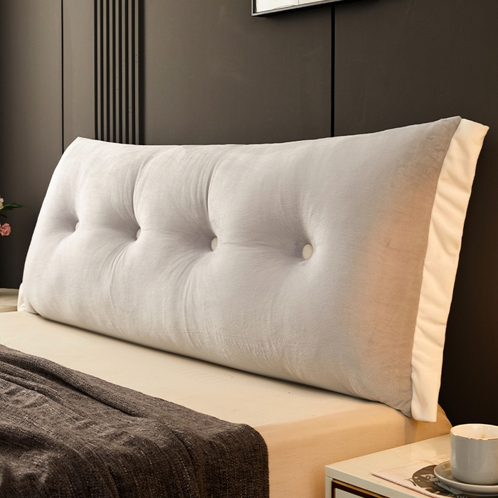 碧尔家居 2025新款现代床头靠垫卧室床上靠枕深灰榻榻米靠背长条飘窗防撞软包可拆洗 银灰